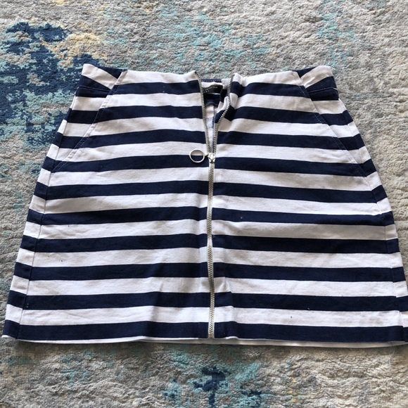 Skirt zara white and blue with zipper - Picture 2 of 6